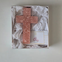 Load image into Gallery viewer, Rose Quartz Resin Cross – Share Love This Christmas
