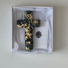 Load image into Gallery viewer, Bloodstone Resin Cross with Gold Accent – A Unique Christmas Gift